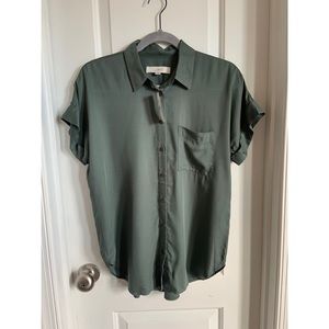 Loft button up shirt sleeve olive shirt